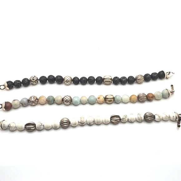 Bracelets by Tane Sterling Silver 7" Multicolor Gray White Black all signed - Picture 1 of 5